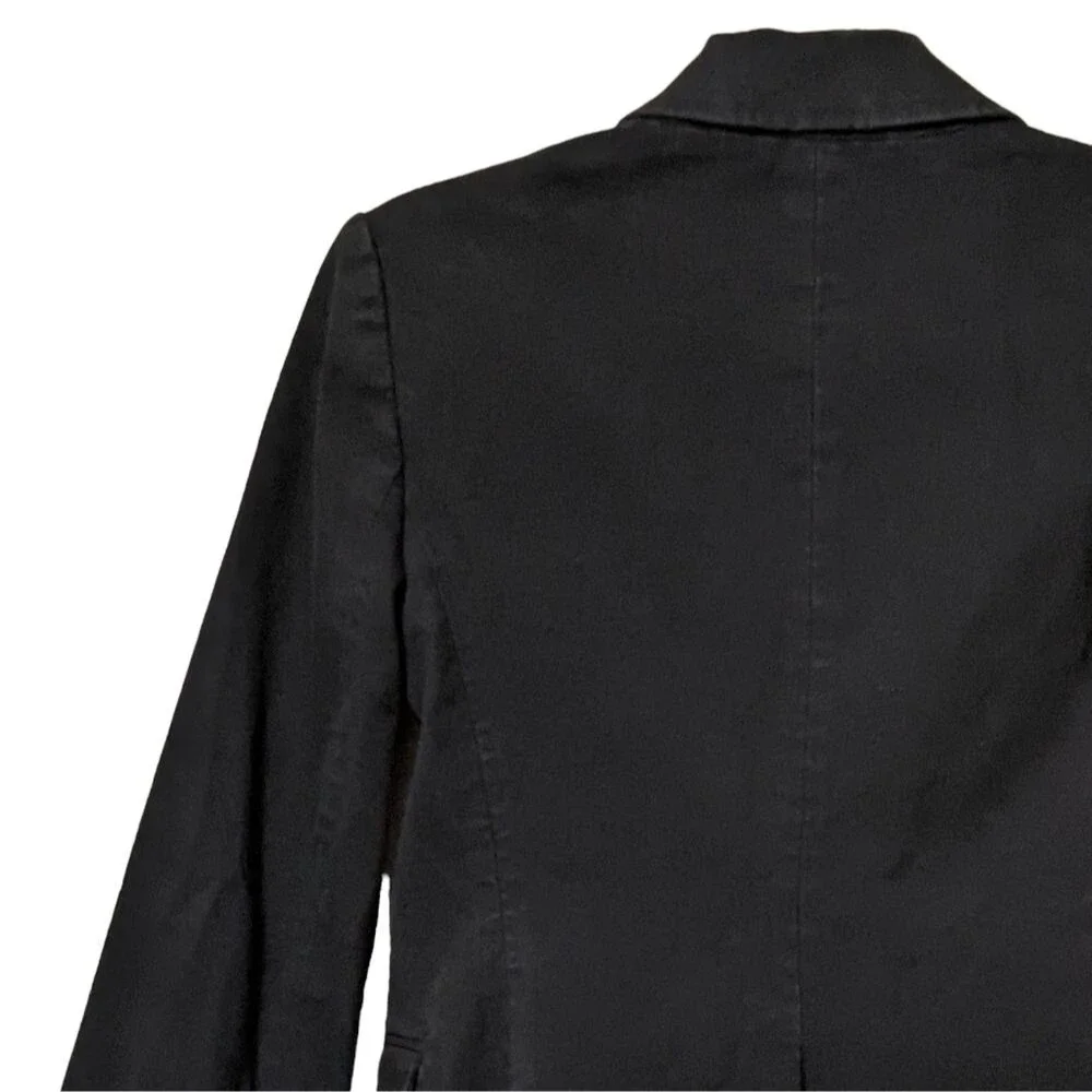 Theory denim like stretch lightly distressed one-button lined blazer size 4